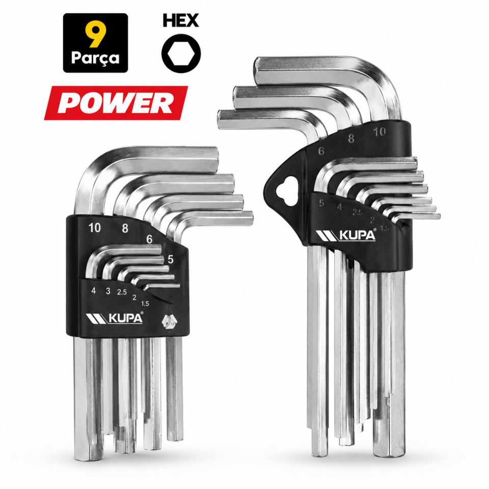 Kupa Allen Anahtar Takımı – Düz Kısa ve Uzun